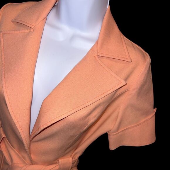 Vintage 70s Collage Town Peach Button Tie Waist Tailored Jacket Blazer Size 7/8 - Picture 2 of 8